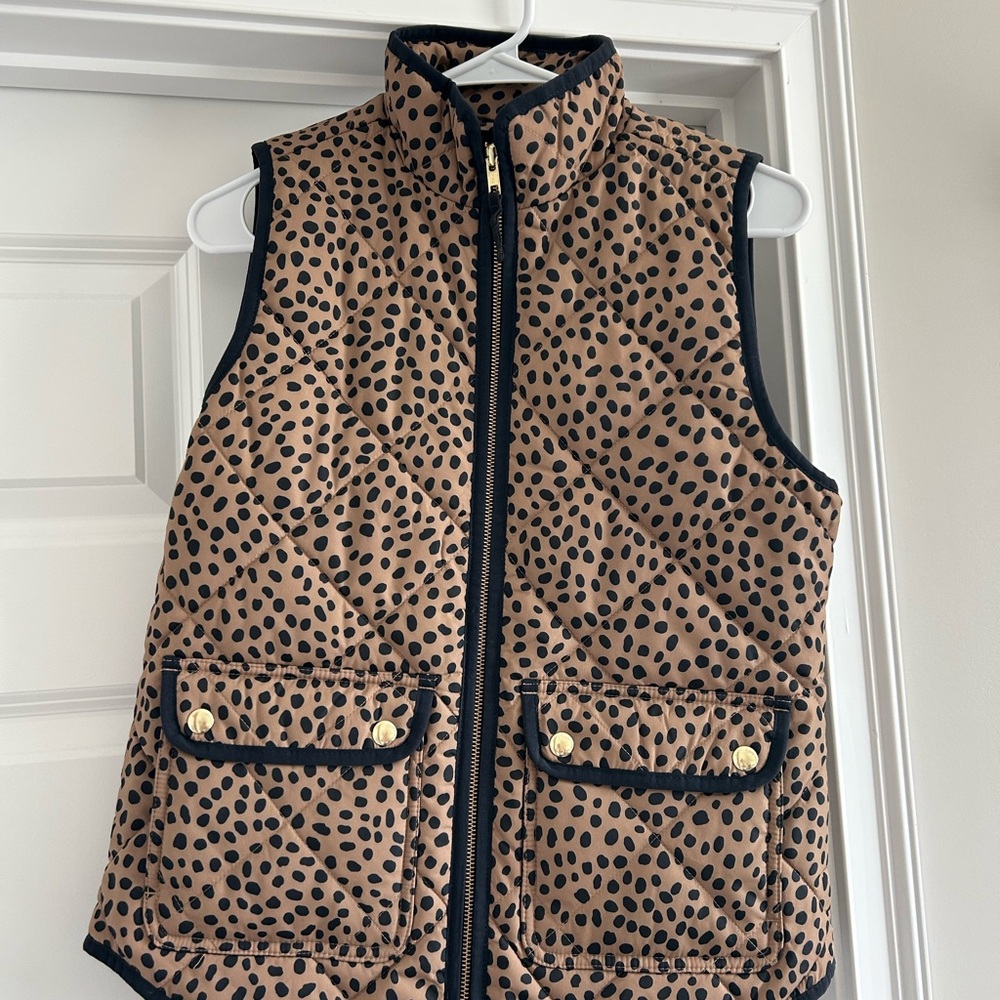 J. Crew Tan and Black Polka Dot Vest